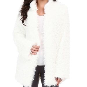 PJ salvage fur coat! Fuzzy coat-comfy, cozy white!